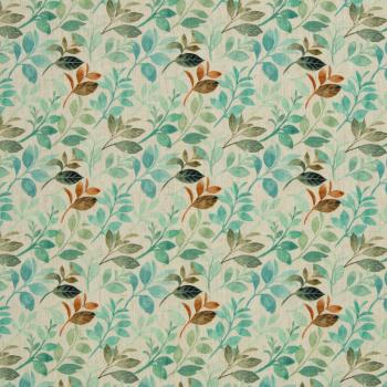 Preview: Viskose Leinen Madeira Blätter beige/aqua/braun von Swafing